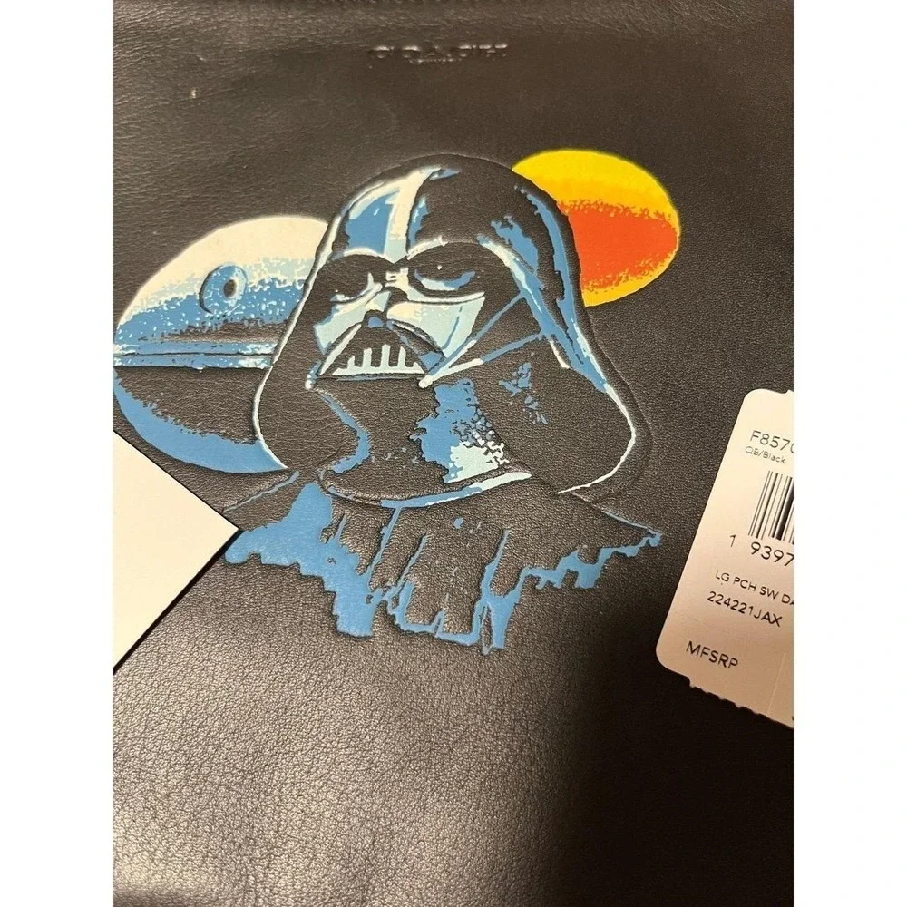 Star Wars x Coach Darth Vader Large Pouch Black Leather Clutch F85707 NWT gift